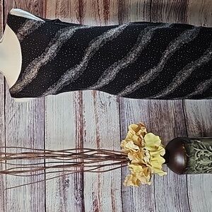 VINTAGE SCARLET BLACK SLEEVELESS COWEL BACK GLITTER FORM FITTING DRESS